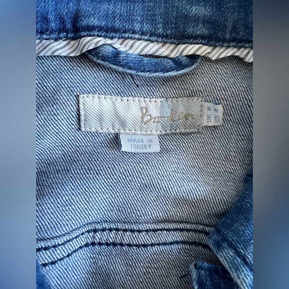 Boden Cotton Crop Blue Jean Denim Jacket Boho Y2K style 4 S - Picture 7 of 9